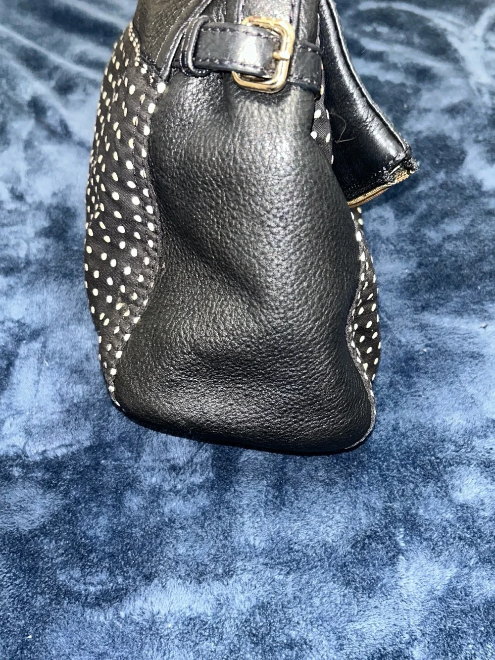 kate spade Black Leather Purse with White Polka Dot Panel